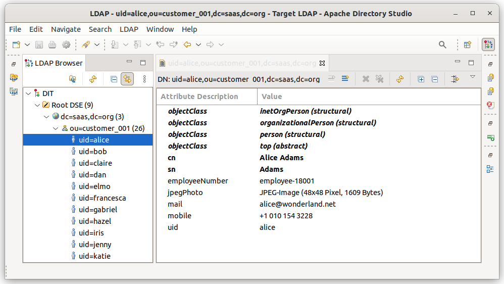 Target LDAP directory after sync