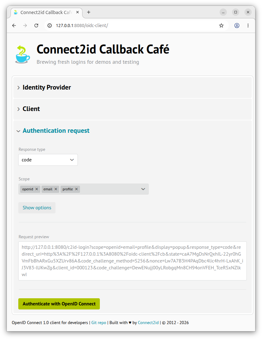 Demo OpenID Connect client