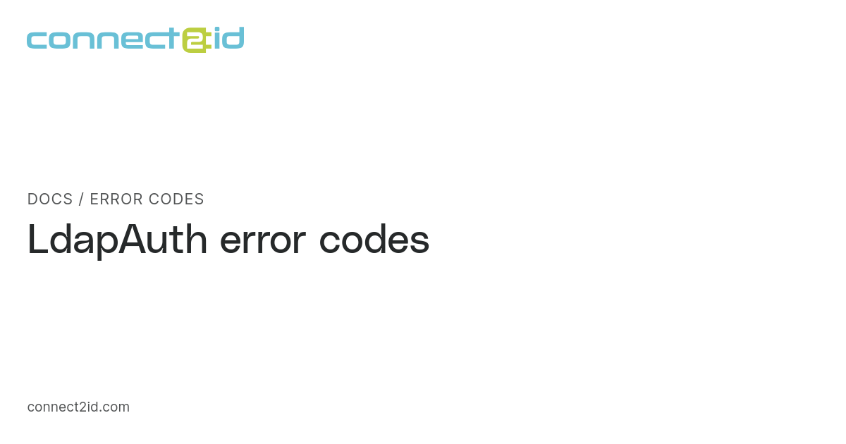 Error Code Id Error codes · Docs · Connect2id