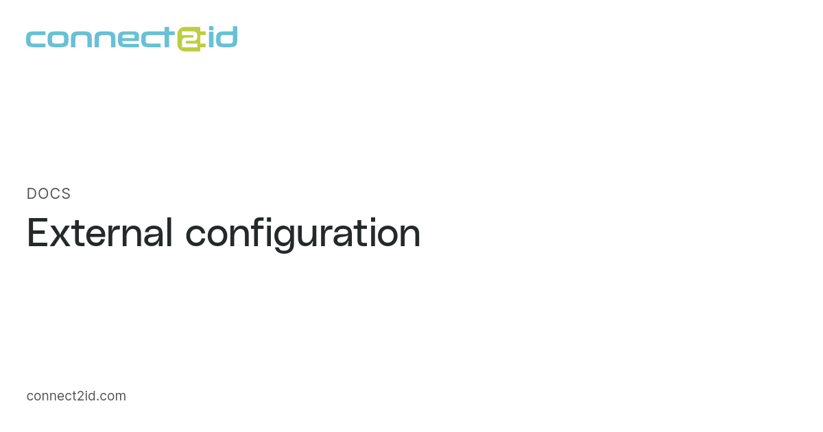 External configuration · Docs · Connect2id