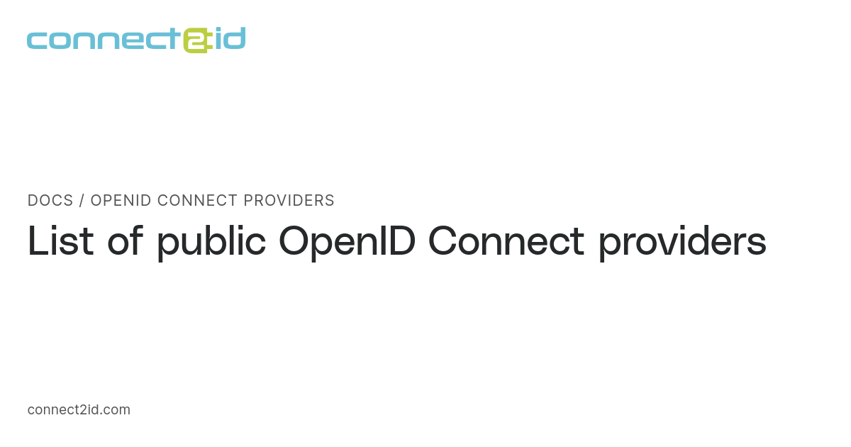 OpenID Connect providers · Docs · Connect2id